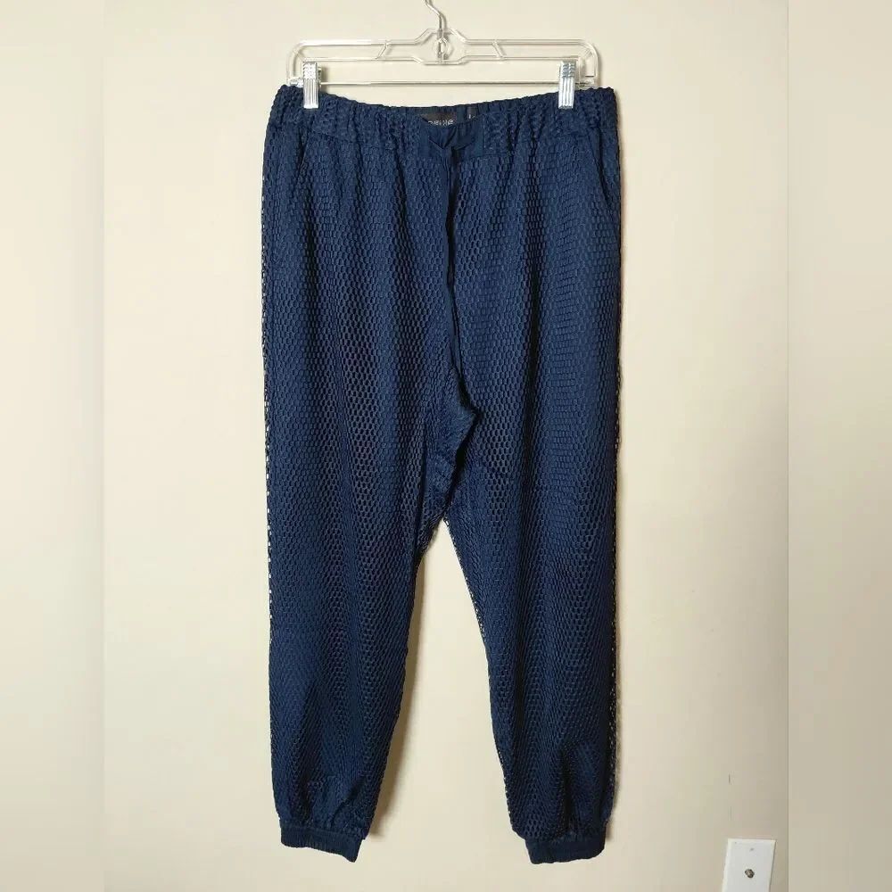 Wildfang Empower Mesh Drawstring Pants Women’s Navy Blue Athletic Jogger